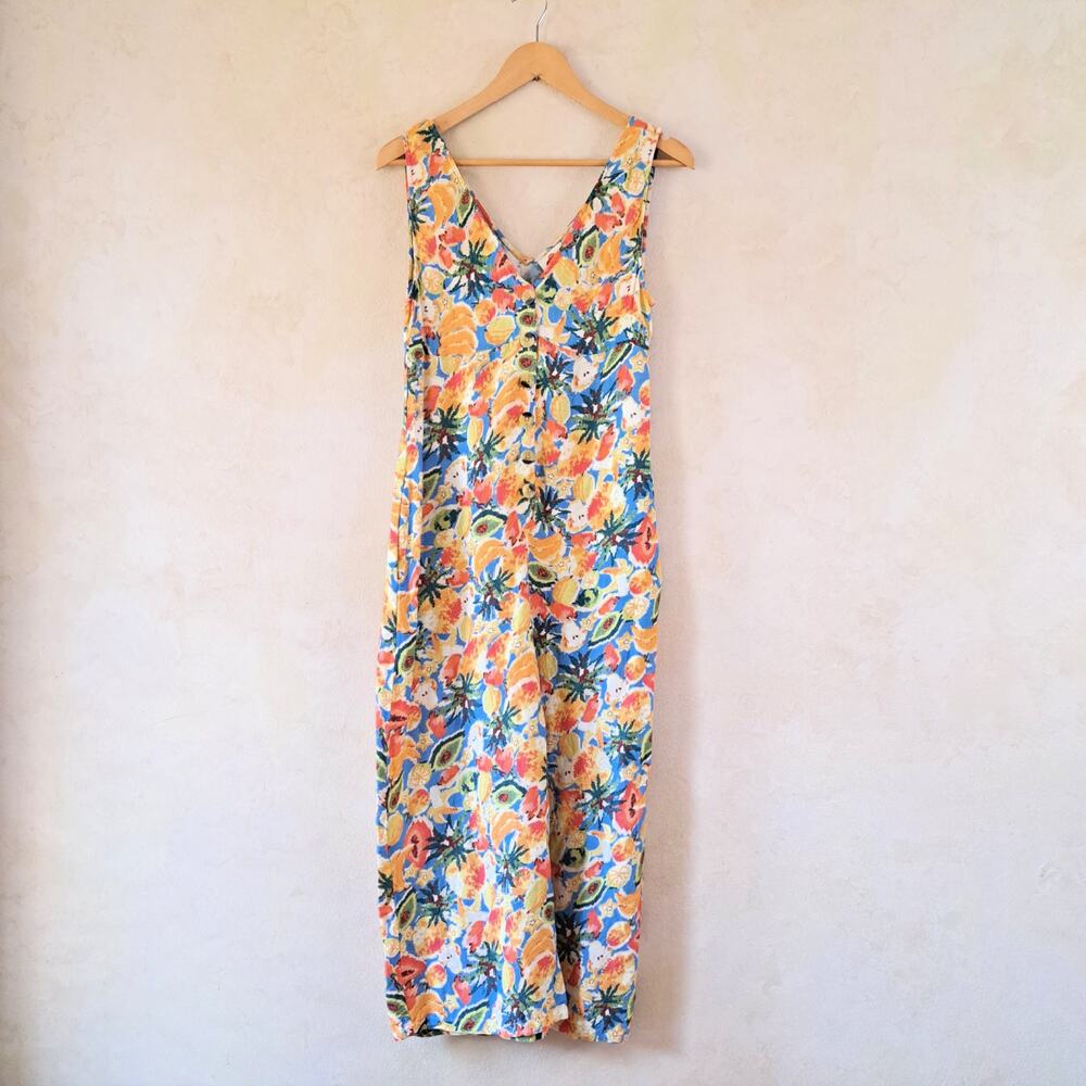 FARM Rio x Anthropologie Wide Leg Jumpsuit Small Fruit Medley Boho Linen Blend - Picture 10 of 11